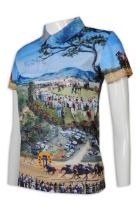 T997 custom-made thermal sublimation women's short sleeve full piece printing 3 button Polo shirt thermal sublimation stores